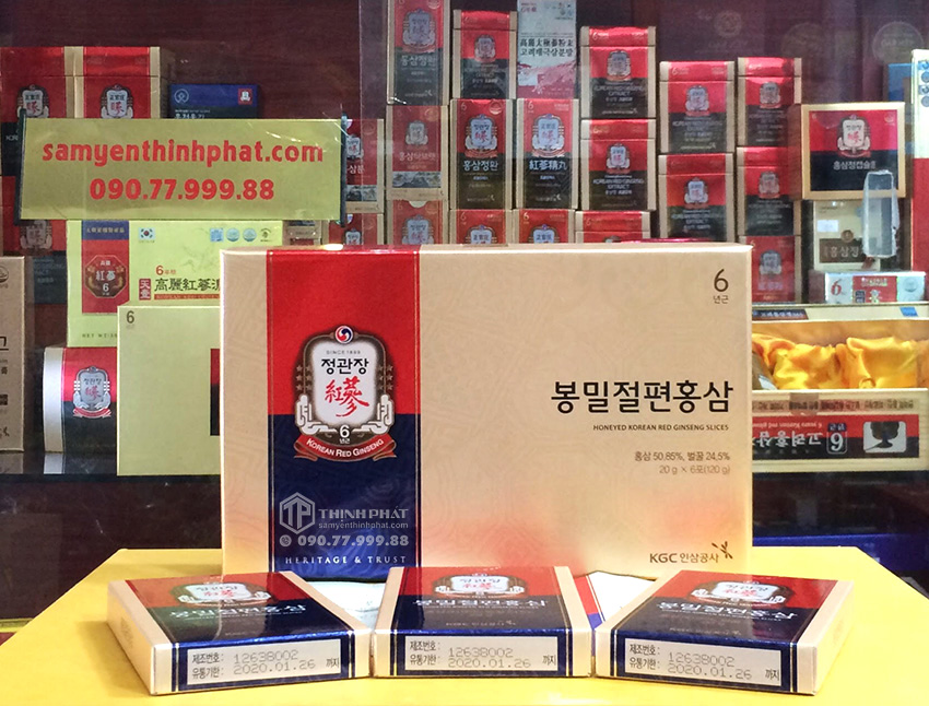 Hồng sâm lát tẩm mật ong KGC cao cấp hộp 6 gói - Cheong Kwan Jang Hồng sâm chính phủ