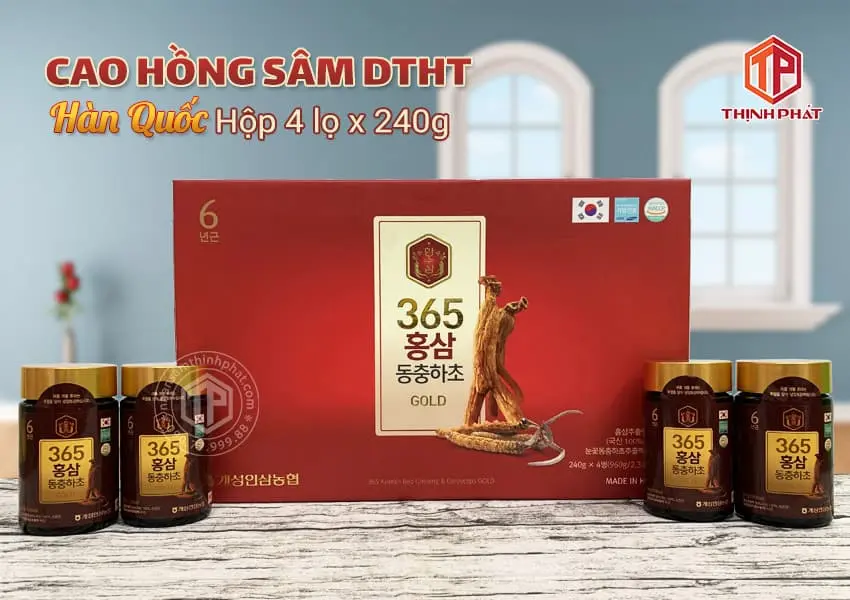 Cao hồng sâm đông trùng hạ thảo 365 chính hãng Hàn Quốc hộp 4 lọ