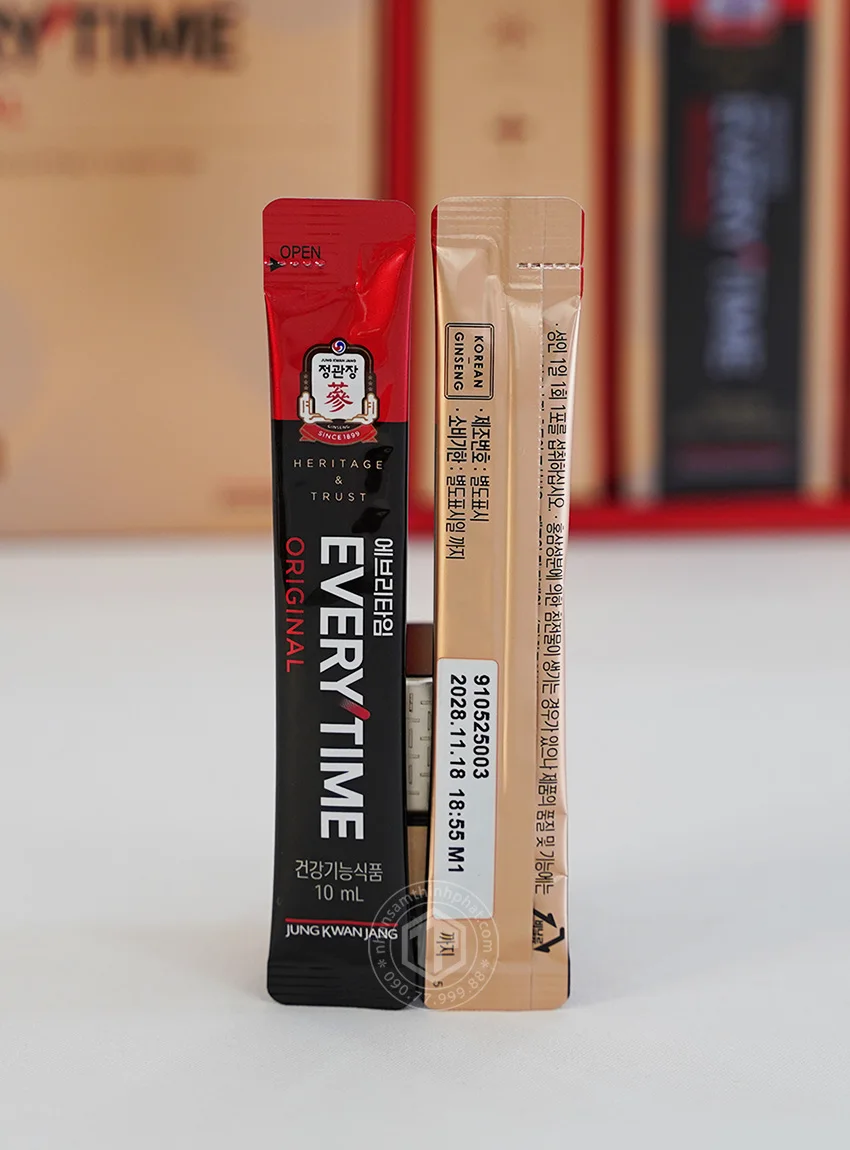 Nước hồng sâm Everytime Hậu Duệ Mặt Trời KGC hộp 30 gói x 10ml cao cấp