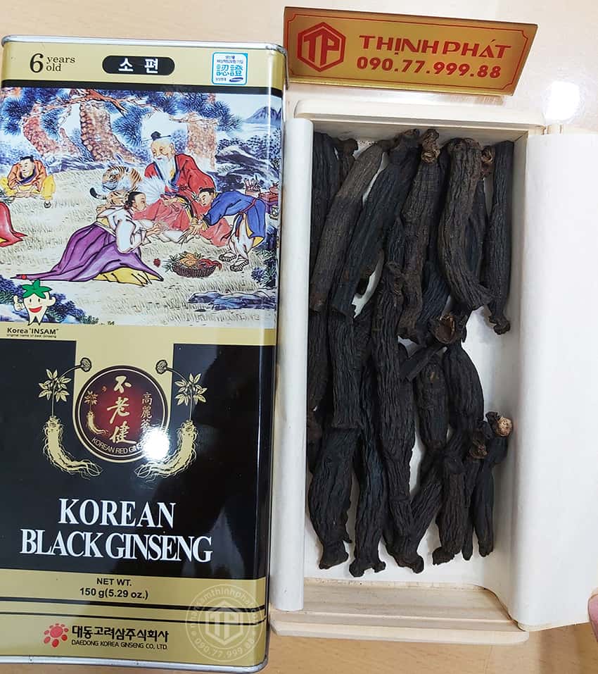 Hắc sâm củ khô 150g hộp thiếc chính hãng Daedong Hàn Quốc