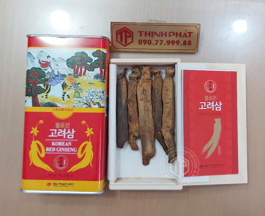 Hồng sâm củ khô 6 năm tuổi 75g hộp thiếc chính hãng Daedong Hàn Quốc