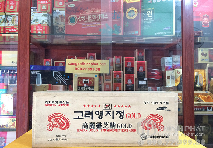 Cao linh chi sao đỏ Hàn Quốc Gold hộp gỗ 3 lọ x 120g