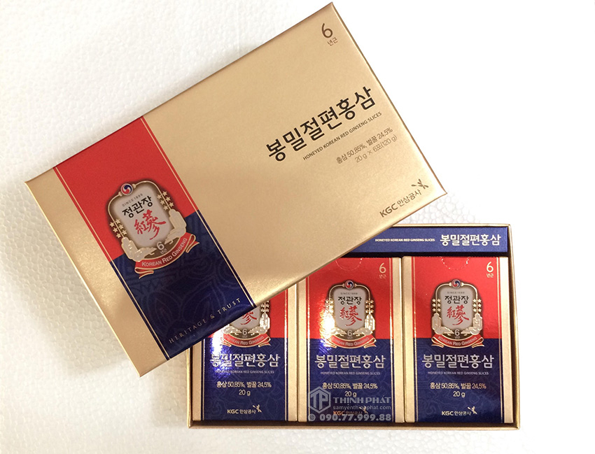 Hồng sâm lát tẩm mật ong KGC cao cấp hộp 6 gói - Cheong Kwan Jang Hồng sâm chính phủ