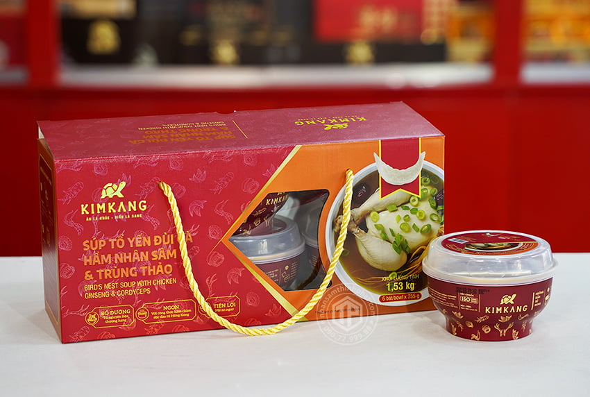 Súp tổ yến đùi gà nhân sâm đông trùng hộp 6 chén x 255g