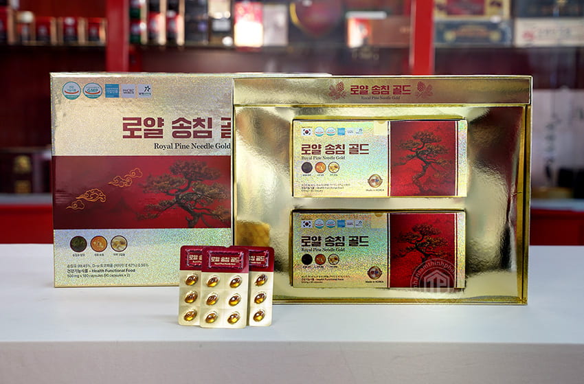 Viên tinh dầu thông đỏ Hàn Quốc cao cấp Royal Pine Needle Gold 180 viên